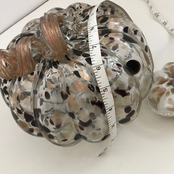 Glass Pumpkins Metallic Bronzy Gold Curly Stem Centerpiece Fall Thanksgiving - Picture 7 of 14